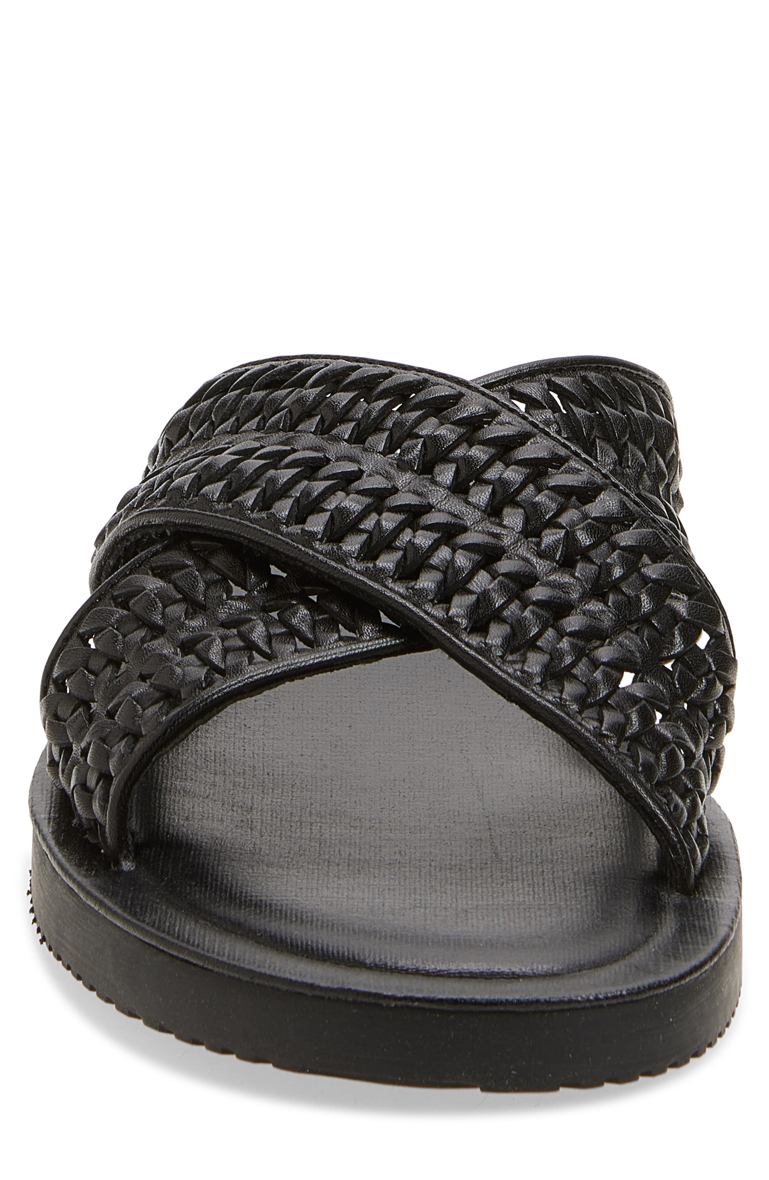 Steve Madden Boweri Woven Strap Slide Sandal, Alternate, color, Black