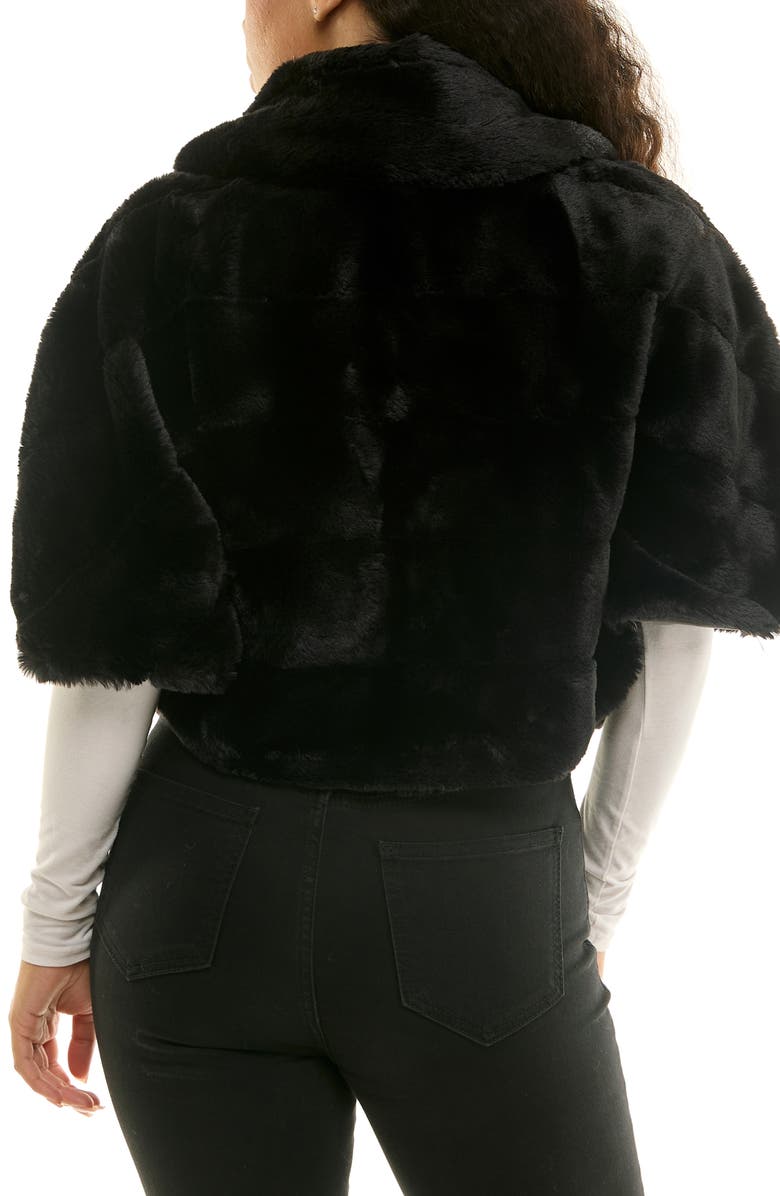 Nina Leonard Elbow Length Sleeve Faux Fur Capelet, Alternate, color, Black