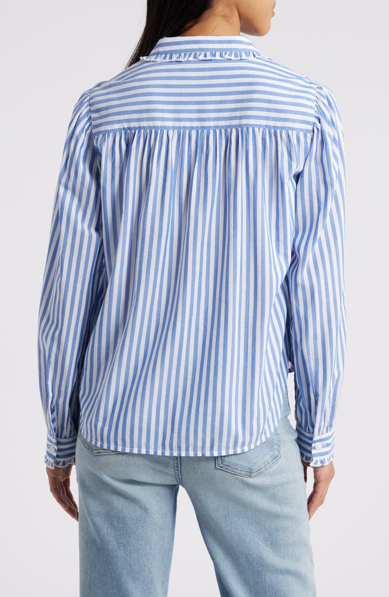 beachlunchlounge Ciara Stripe Ruffle Trim Button-Up Shirt, Alternate, color, 