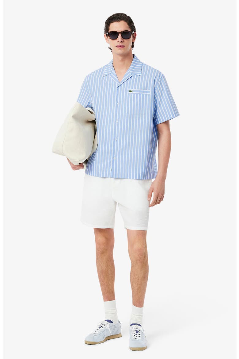 Relaxed Fit Stripe Cotton & Lyocell Camp Shirt, Alternate, color, OVERVIEW/ WHITE