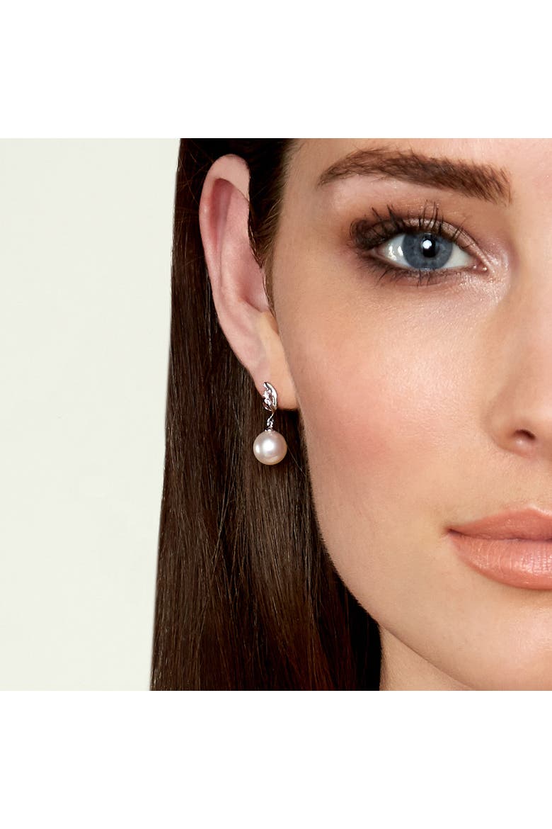 14K Gold Akoya Pearl & Diamond Symphony Earrings, Alternate, color, White Gold