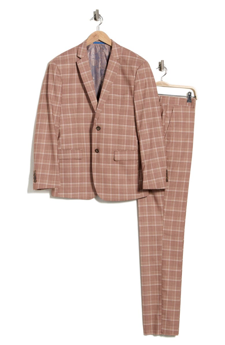 Gino Vitale Slim Fit Plaid Stretch Two-Piece Suit, Alternate, color, Rust