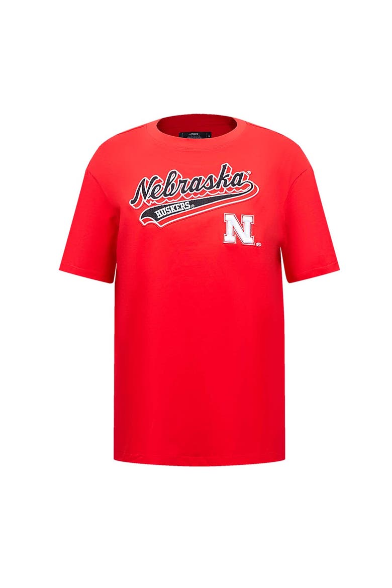 Women's Pro Standard Scarlet Nebraska Huskers Script Tail Oversized Boyfriend T-Shirt, Alternate, color, Scarlet