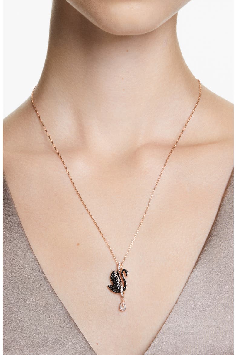 Swam Pendant Necklace, Alternate, color, BLACK
