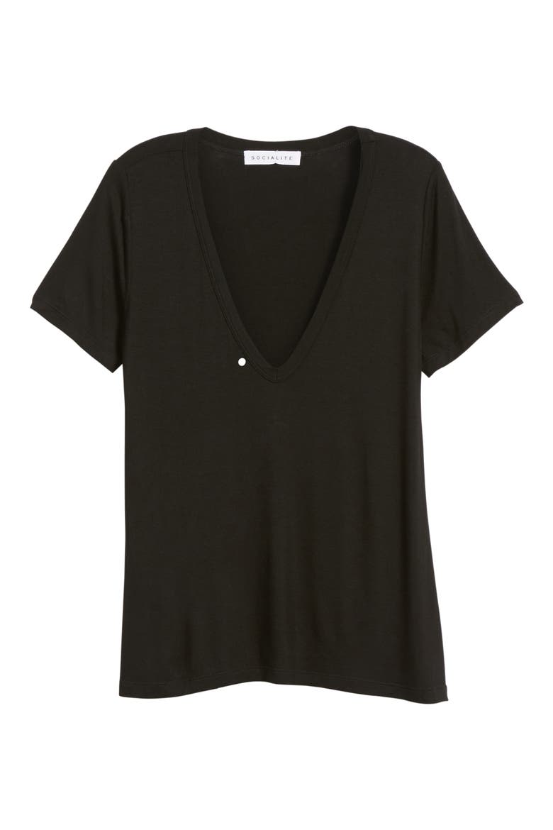 Cutout Choker Tee, Alternate, color, BLACK