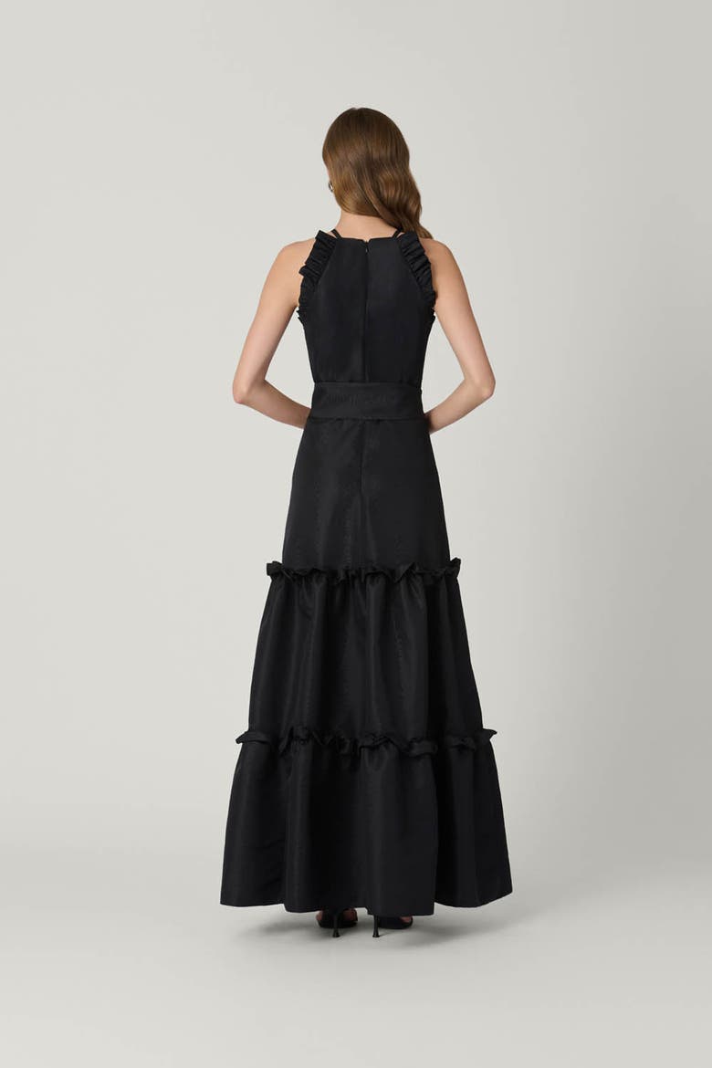 Midnight Lucille Moire Taffeta Dress, Alternate, color, Jet