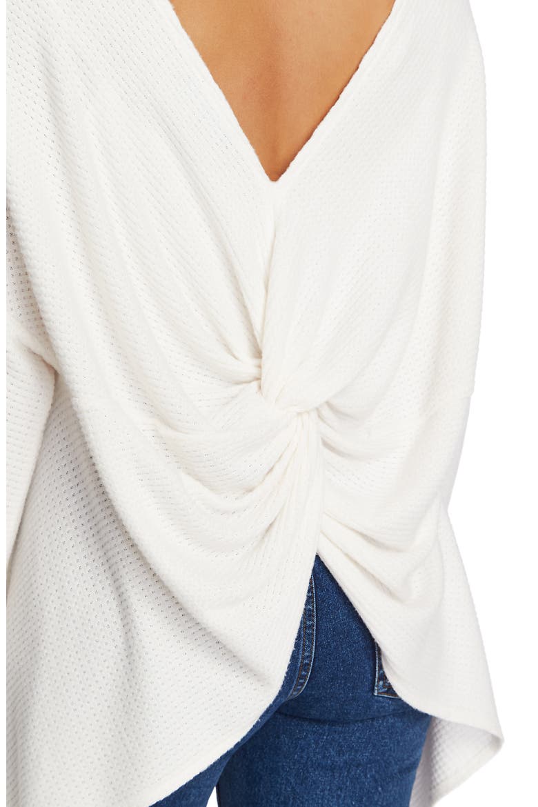 Knot Back Waffle Knit Top, Alternate, color, SOFT ECRU