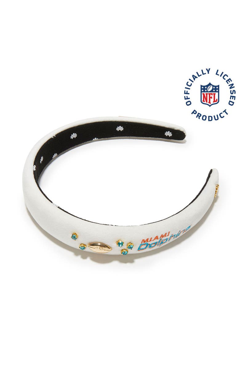 Lele Sadoughi Miami Dolphins Charlotte Headband, Main, color, Ivory 100