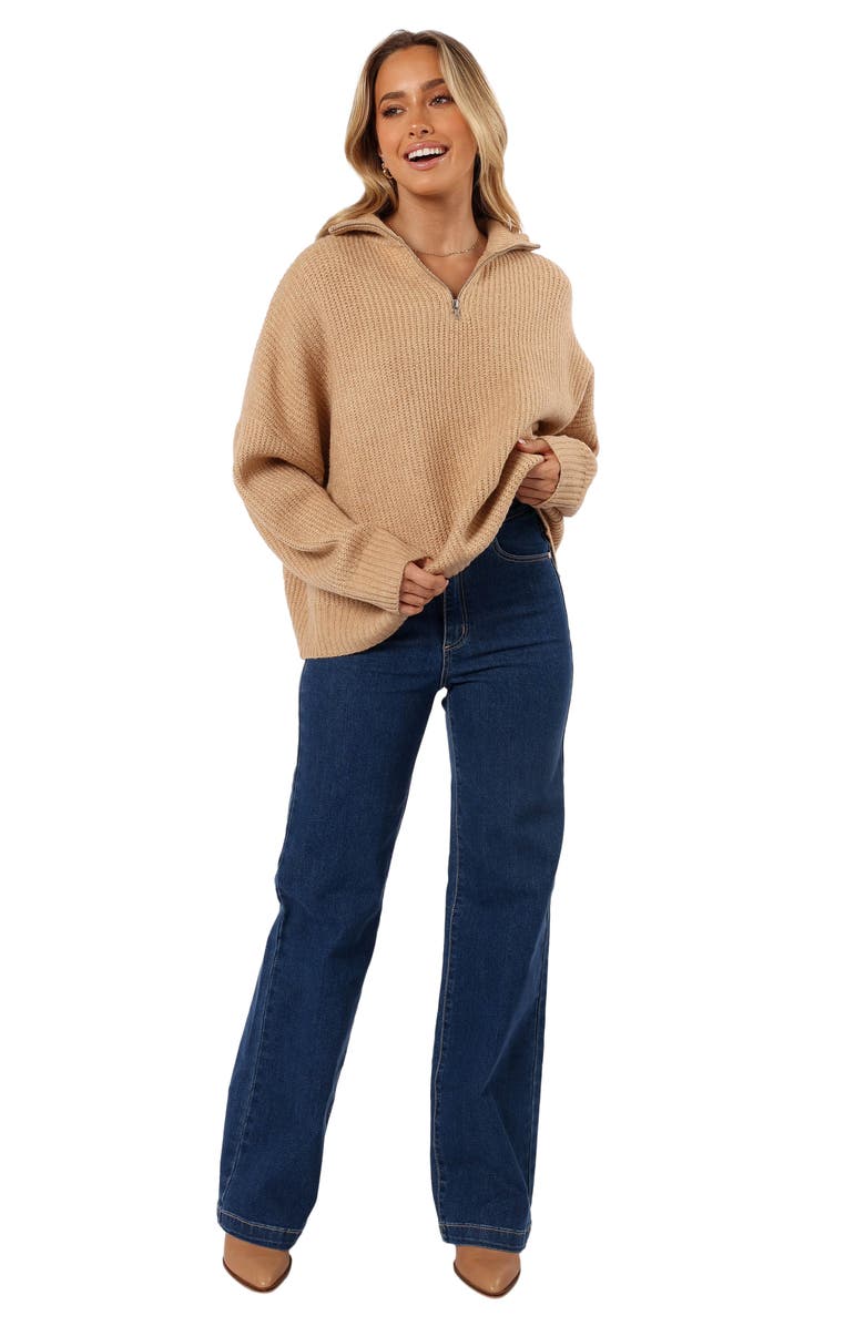 Petal & Pup Miranda Half Zip Rib Sweater, Alternate, color, Beige