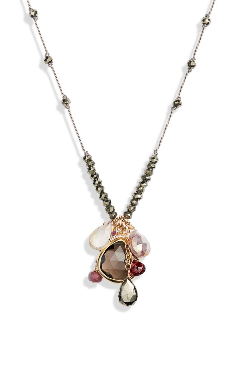 ela rae Long Semiprecious Stone Pendant Necklace, Main, color, 