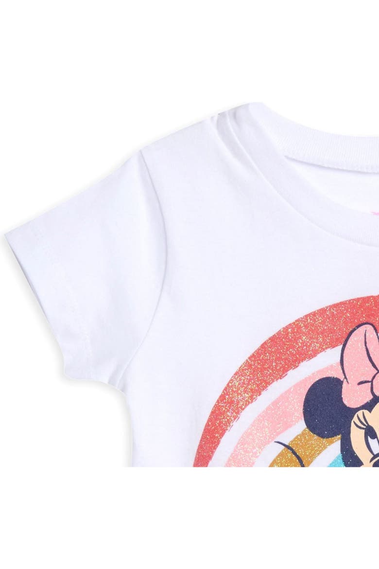 Minnie Mouse T-Shirt and Bike Shorts Set with Scrunchie, Alternate, color, Minnie White Denim