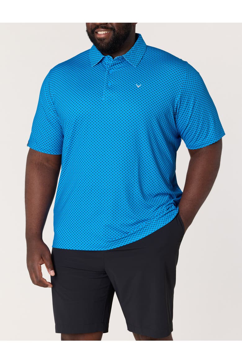 Big & Tall Golf Print Performance Polo Shirt, Main, color, BRILLIANT BLUE