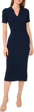 Ted Baker Johnny Collar Ribbed Midi Dress