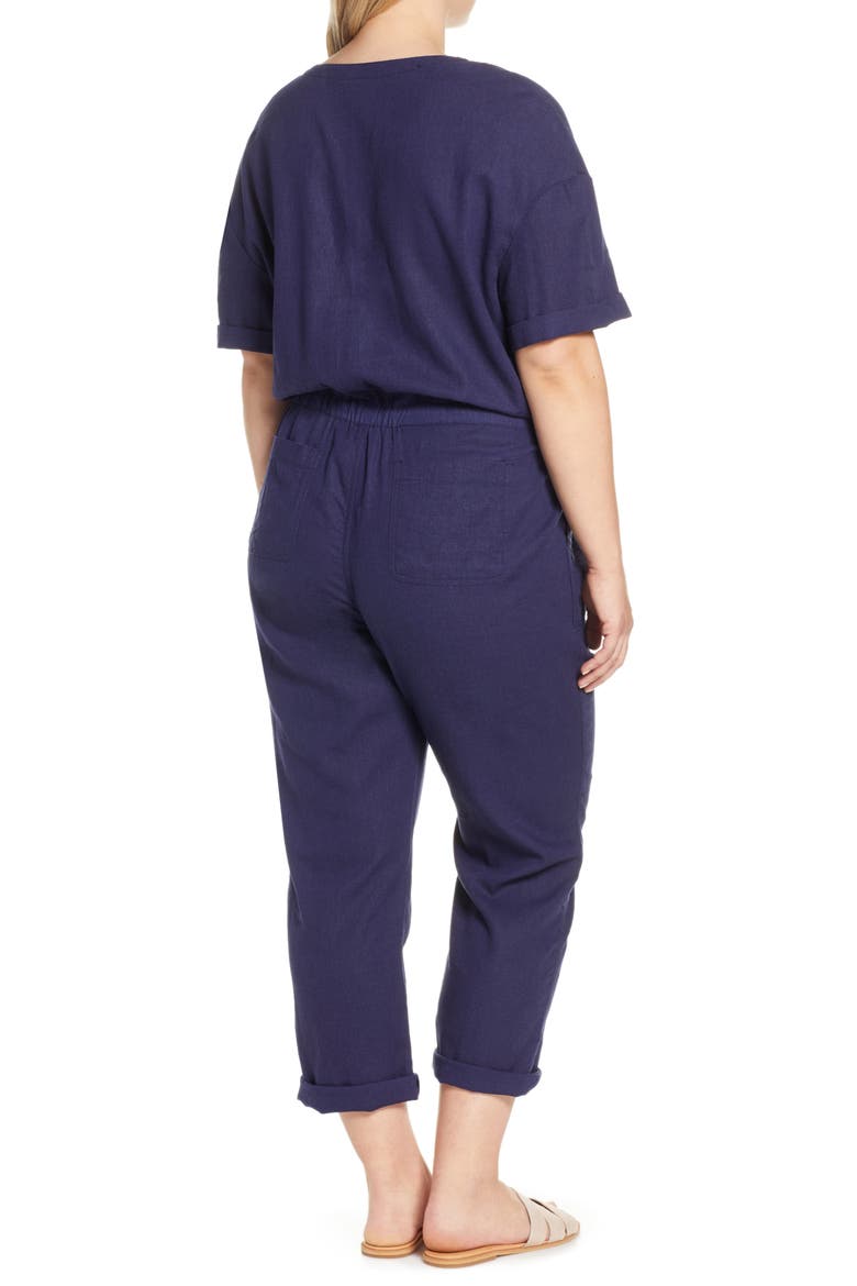 Faux Wrap Jumpsuit, Alternate, color, NAVY PEACOAT