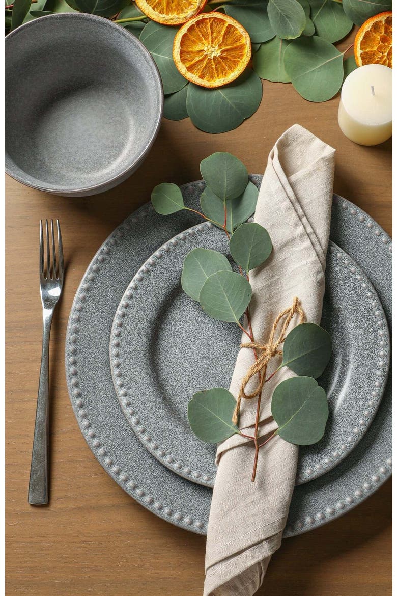 Comet Stoneware 12-Piece Dinnerware Set, Alternate, color, Grey
