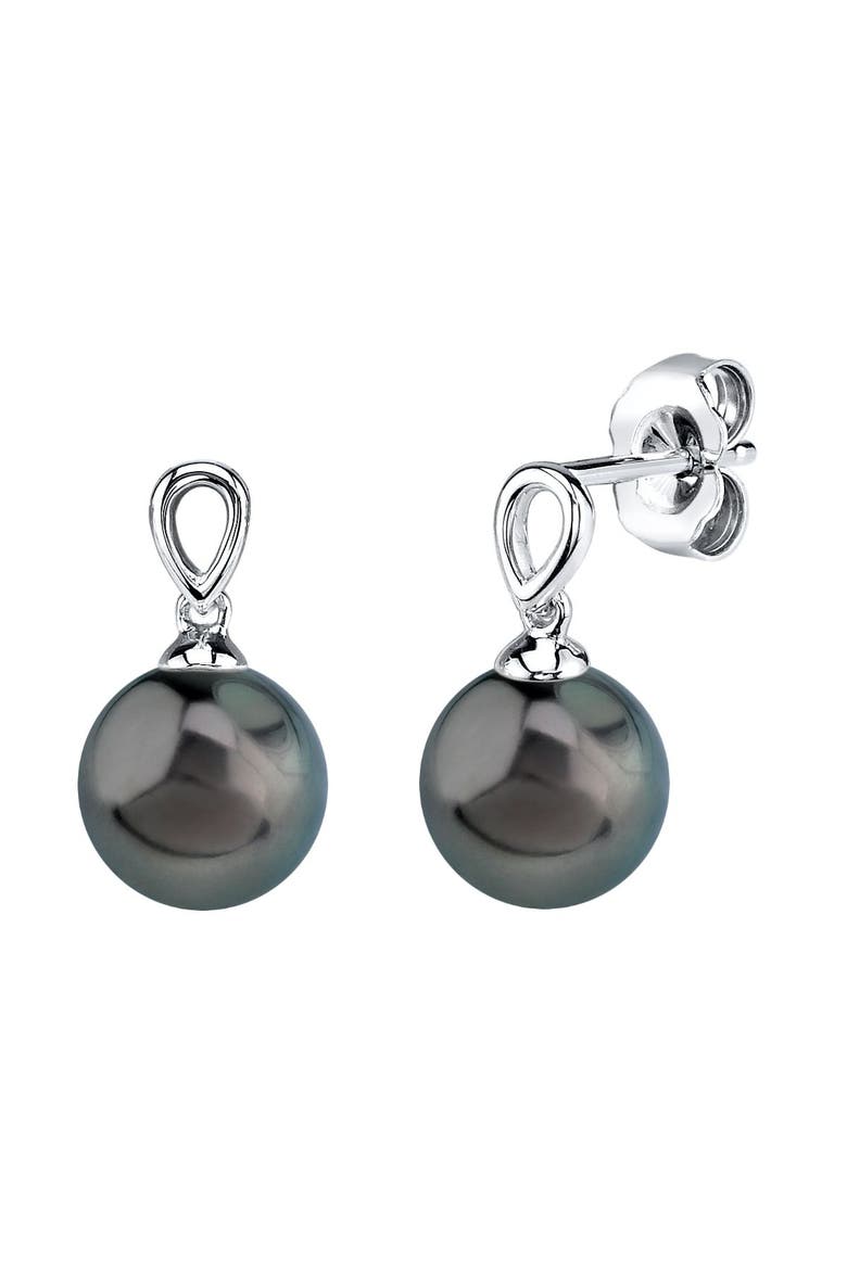 Tahitian South Sea Pearl Sherry Earrings, Main, color, White Gold