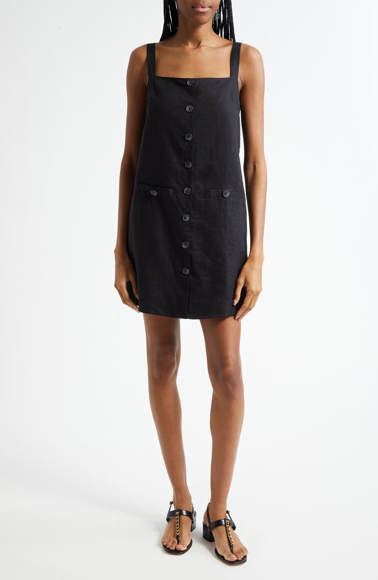 Veronica Beard Nico Linen Dress, Main, color, Black