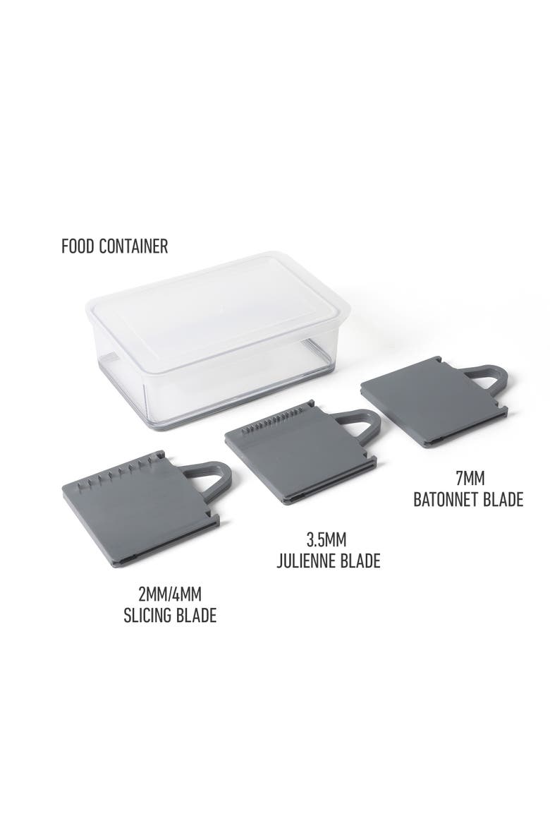 Aero 6-Piece Adjustable Mandoline Slicer Set with Hand Guard, Alternate, color, Silver