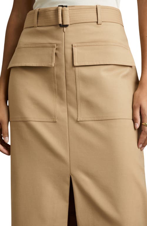 Reiss Oakley Midi Skirt In Camel