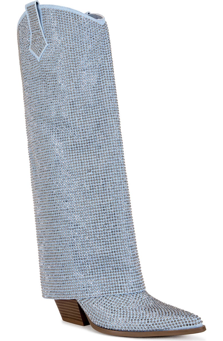 AZALEA WANG Banian Denim Knee High Boot, Main, color, Denim