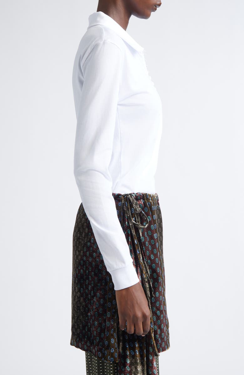 Dries Van Noten Herst Long Sleeve Polo Sweater, Alternate, color, White