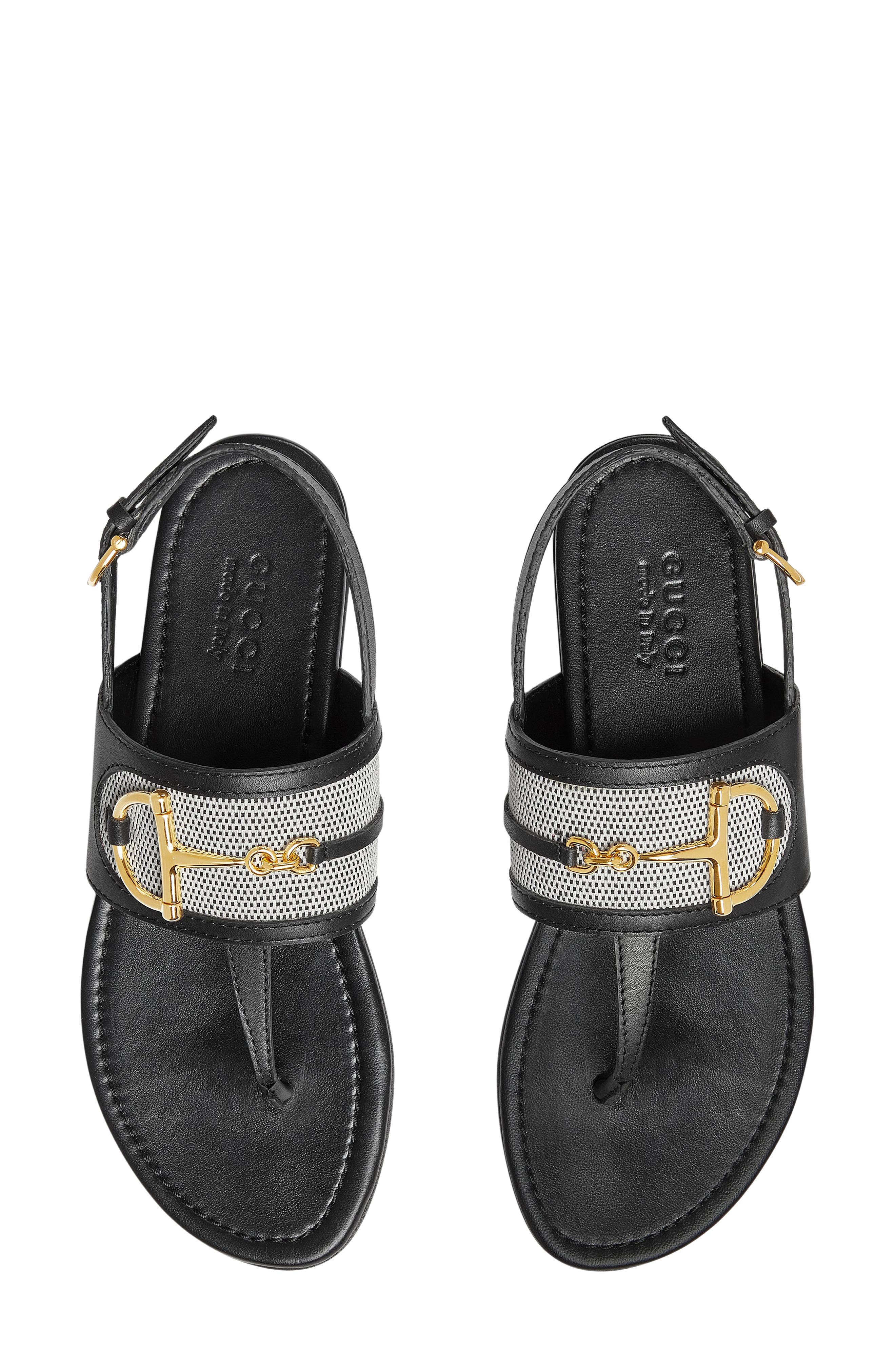 Gucci Alfa Horsebit Sandal, Alternate, color, Black/Natural Black