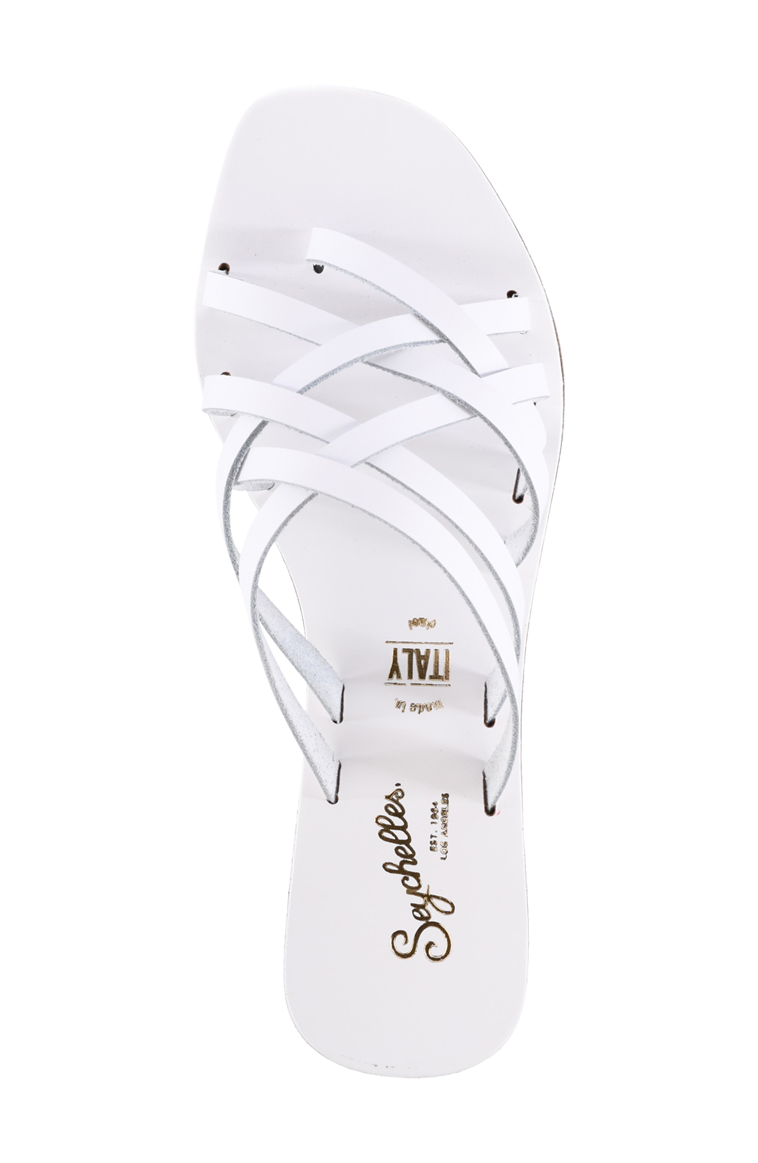 Nice Try Slide Sandal, Alternate, color, WHITE LEATHER