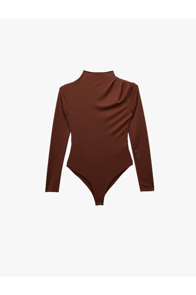 High Neck Bodysuit, Alternate, color, BROWN