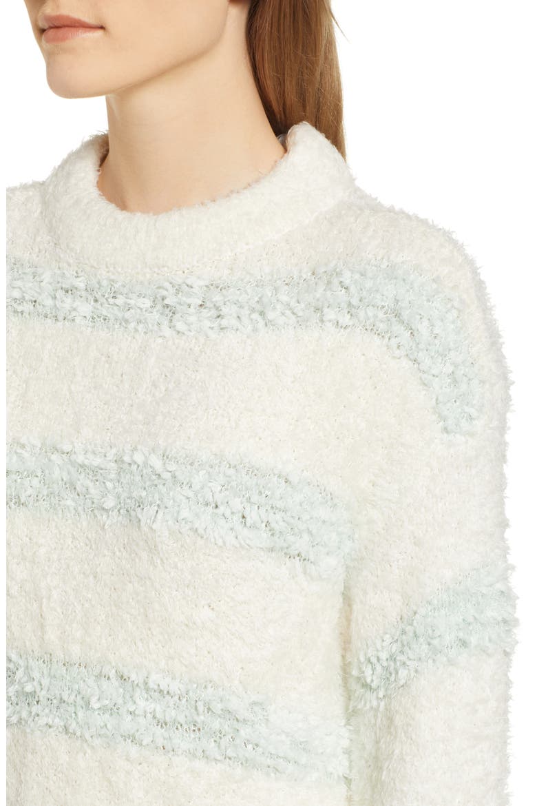 Texturestripe Fuzzy Sweater, Alternate, color, IVORY GREEN STRIPE