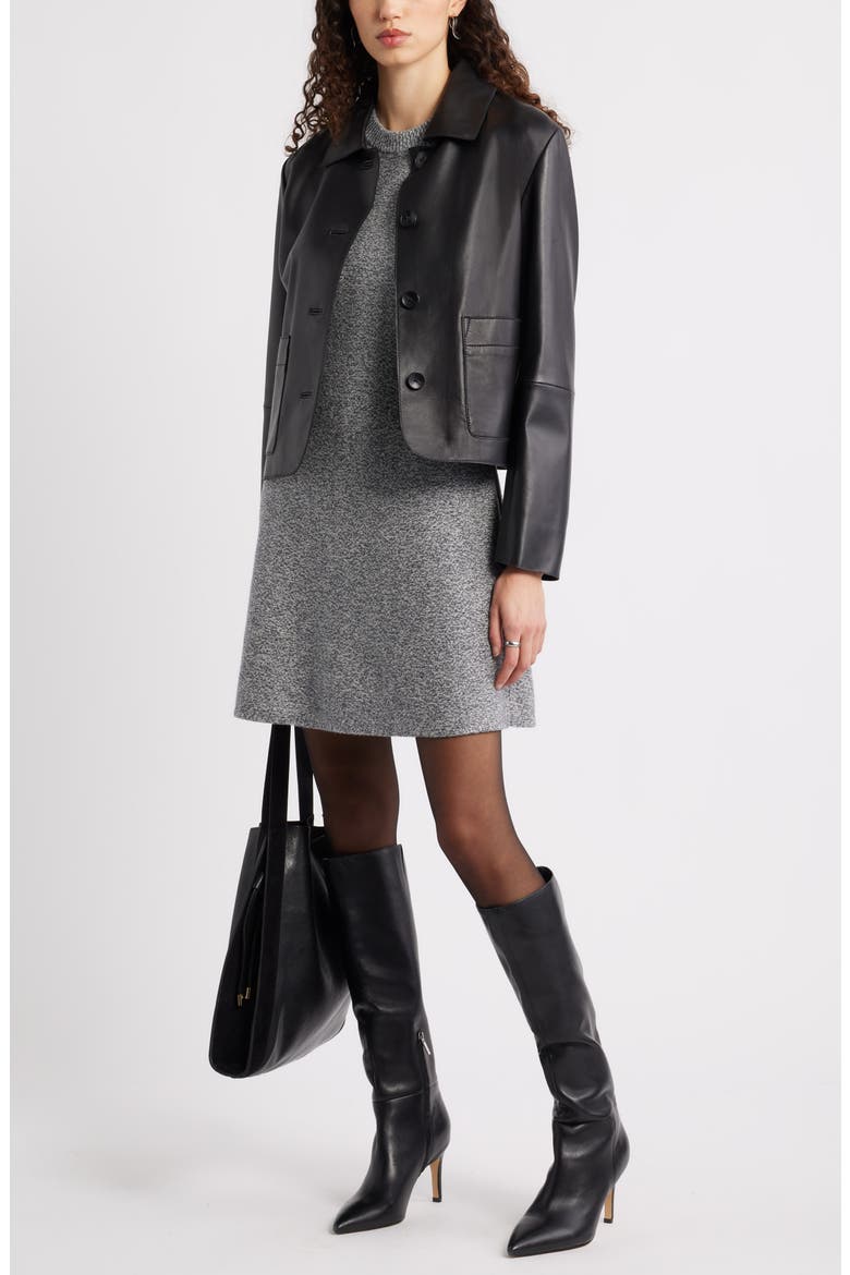 Marled Long Sleeve Wool & Cashmere Fit & Flare Minidress, Alternate, color, GREY MARL