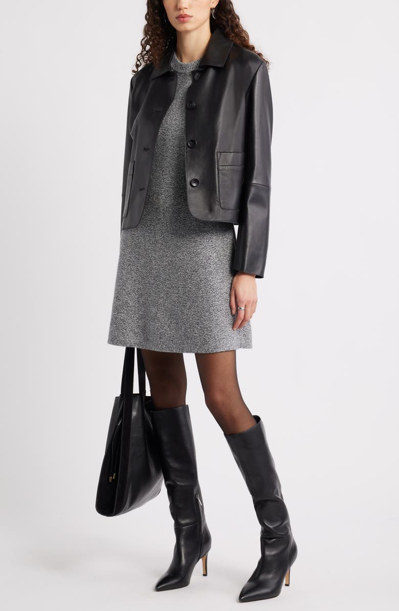 Nordstrom Marled Long Sleeve Wool & Cashmere Fit & Flare Minidress, Alternate, color, Grey Marl
