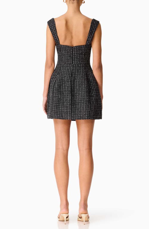 Elliatt Galadirel Check Tweed Minidress In Black