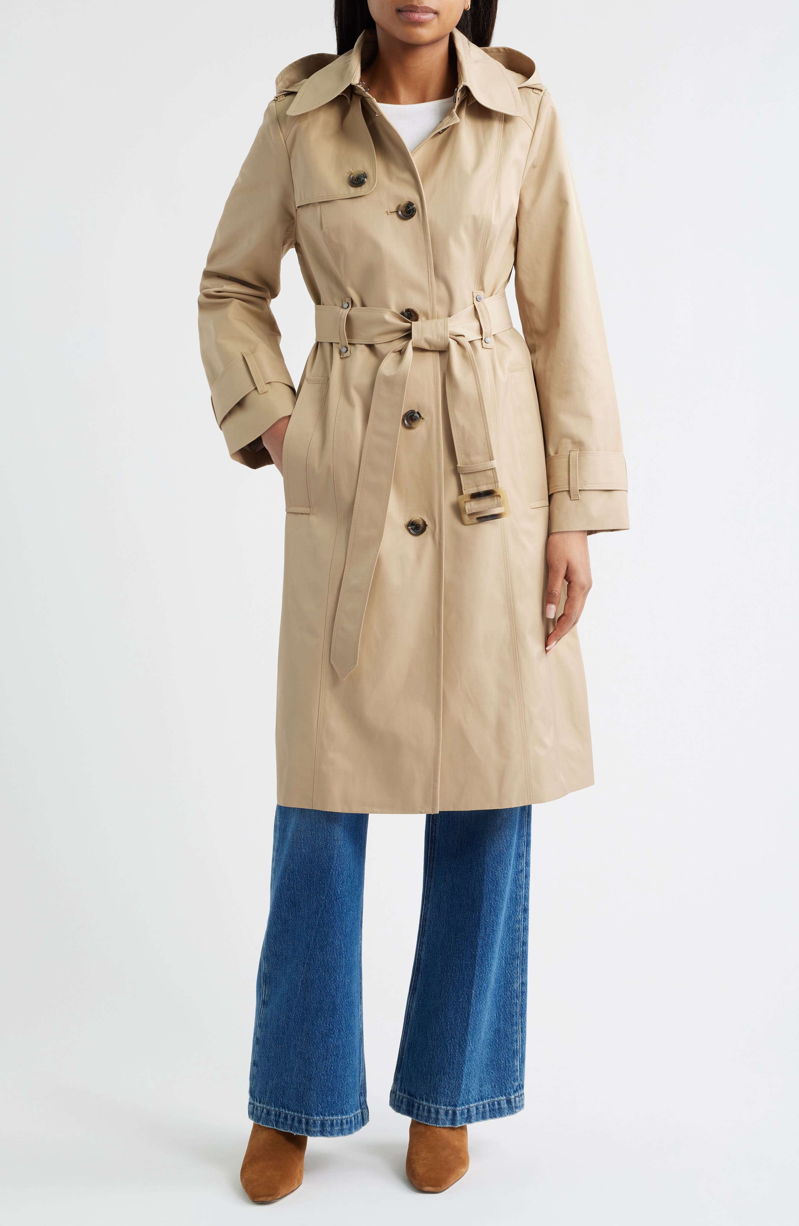 London Fog Double Breasted Trench Raincoat
