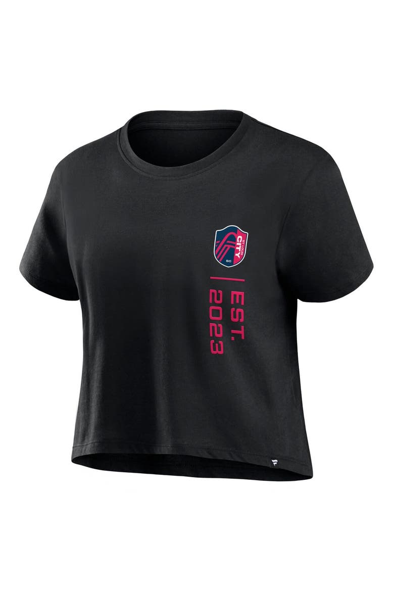 Women's Fanatics Branded Black St. Louis City SC Chip Pass Fashion Cropped T-Shirt, Alternate, color, Black