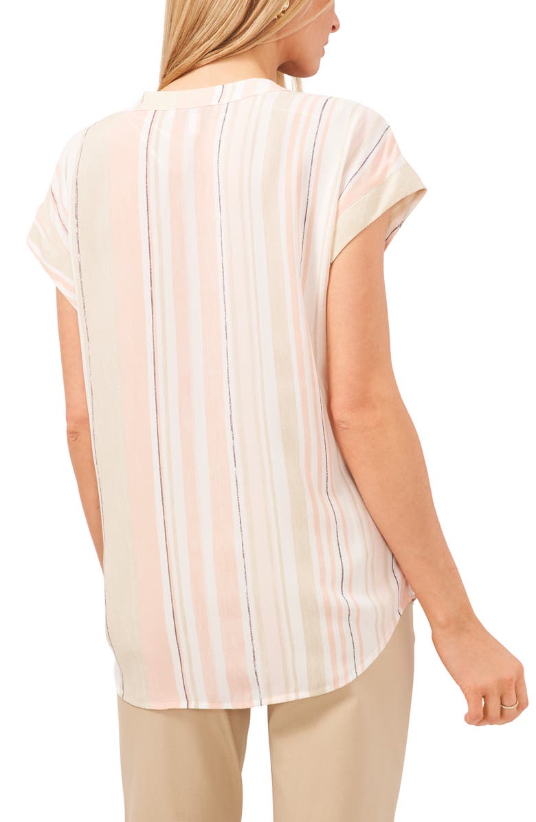 Chaus Split Neck Georgette Blouse, Alternate, color, Brown/ Taupe