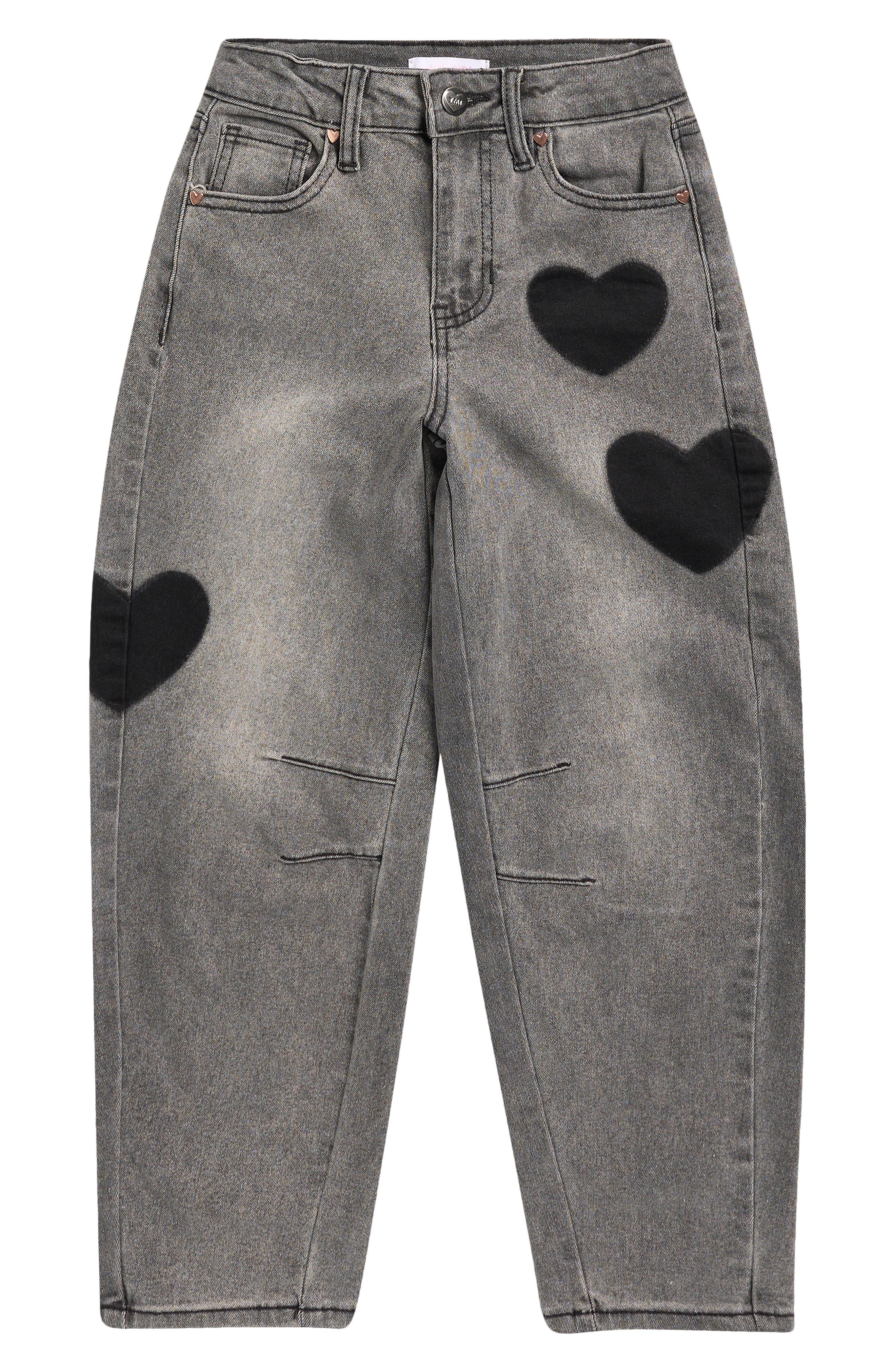 YMI Kids' Heart Patch Barrel Leg Jeans