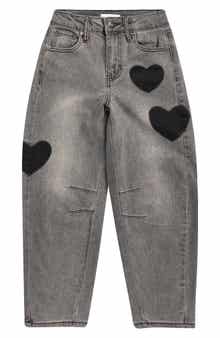 YMI Kids' Heart Patch Barrel Leg Jeans