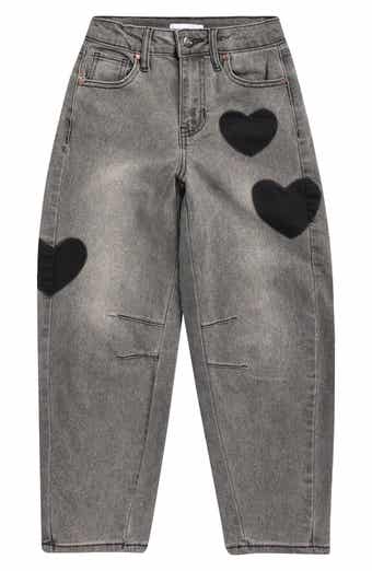 YMI Kids' Heart Patch Barrel Leg Jeans