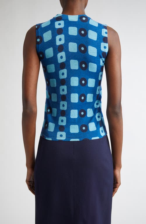 St John St. John Collection Geo Print Wool Shell In Blue