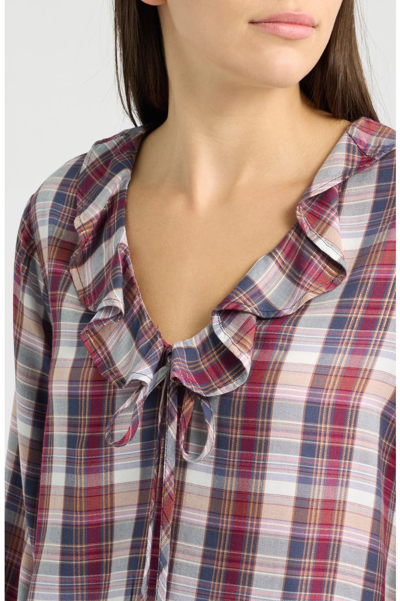 Plaid Ruffle Top, Alternate, color, PLUM ORCHID PLAID