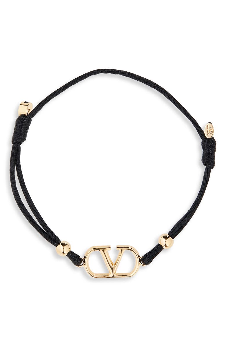 Valentino Garavani VLOGO Signature Cord Bracelet, Main, color, Nero
