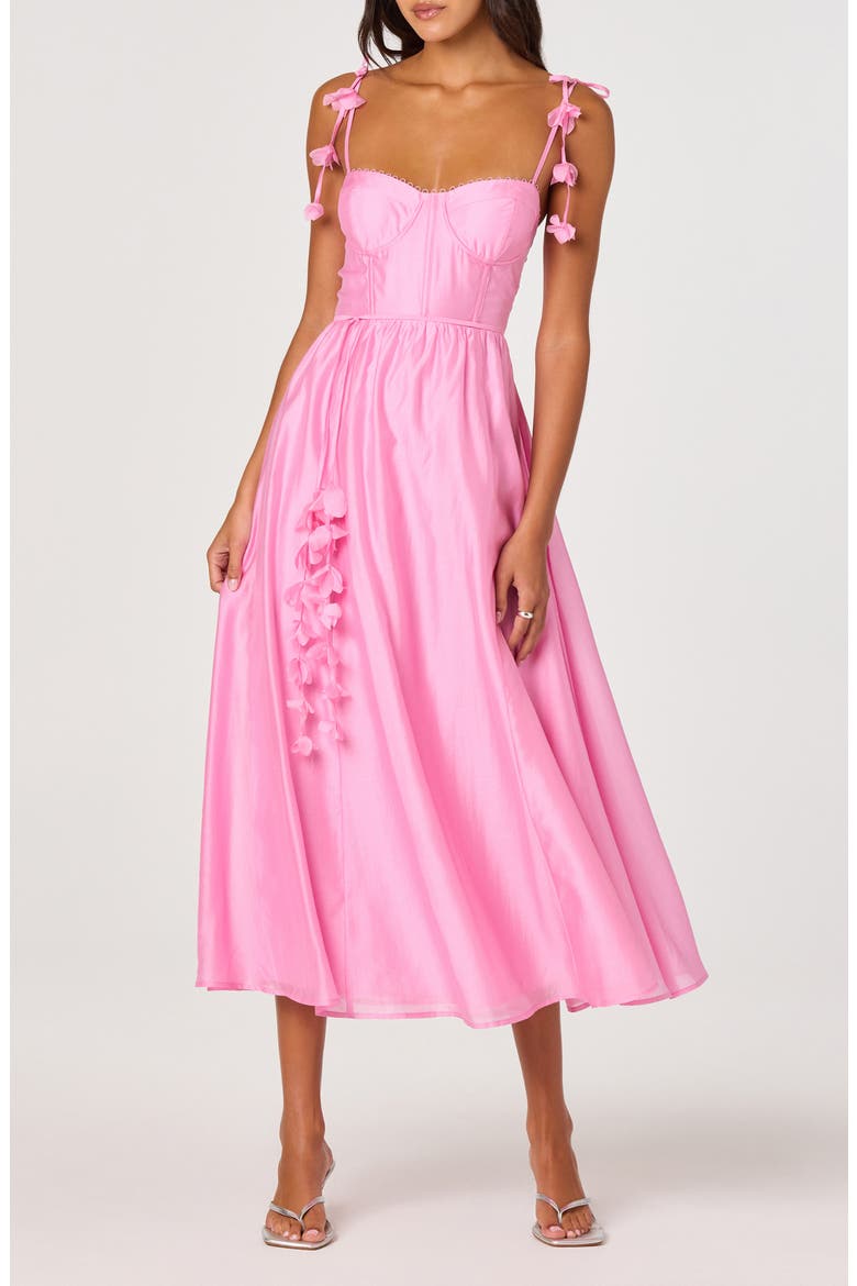 a line dress pink Sophisticated Charisma Light Pink Tie-Strap A-Line Midi Dress