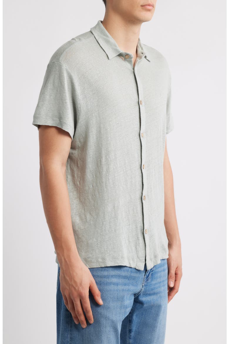 Ola Linen Knit Short Sleeve Button-Up, Alternate, color, STEEL