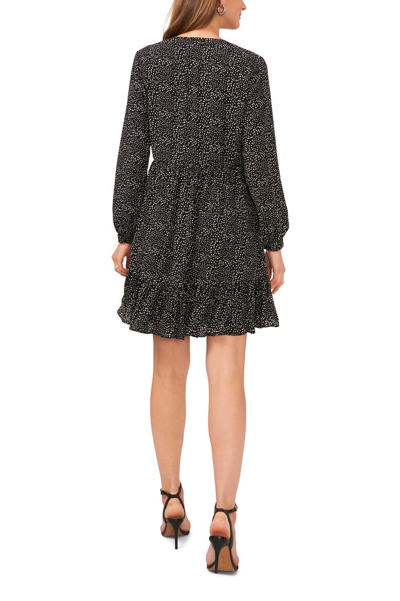 Print Long Sleeve Dress, Alternate, color, RICH BLACK