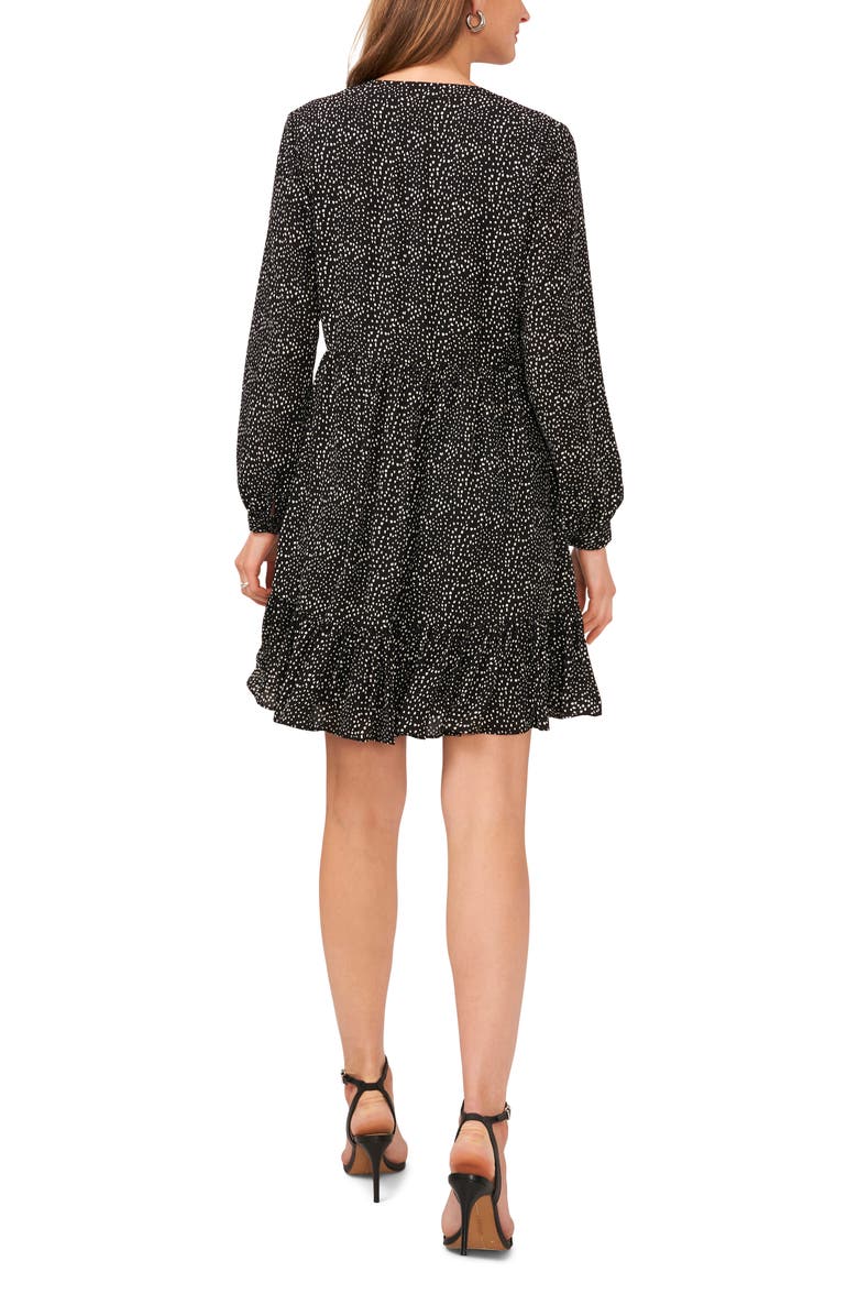 Vince Camuto Print Long Sleeve Dress, Alternate, color, Rich Black