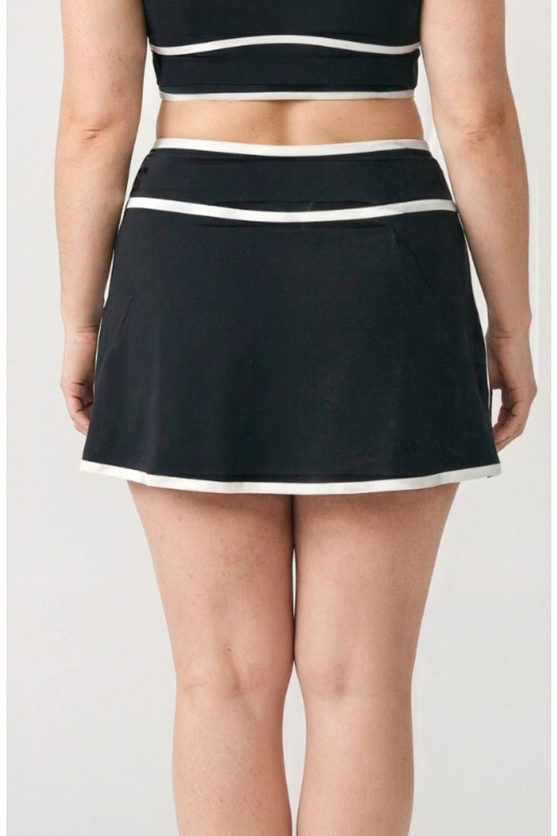 Plus Size Short Swim Skirt Two-Toned Collection, Alternate, color, Black & White