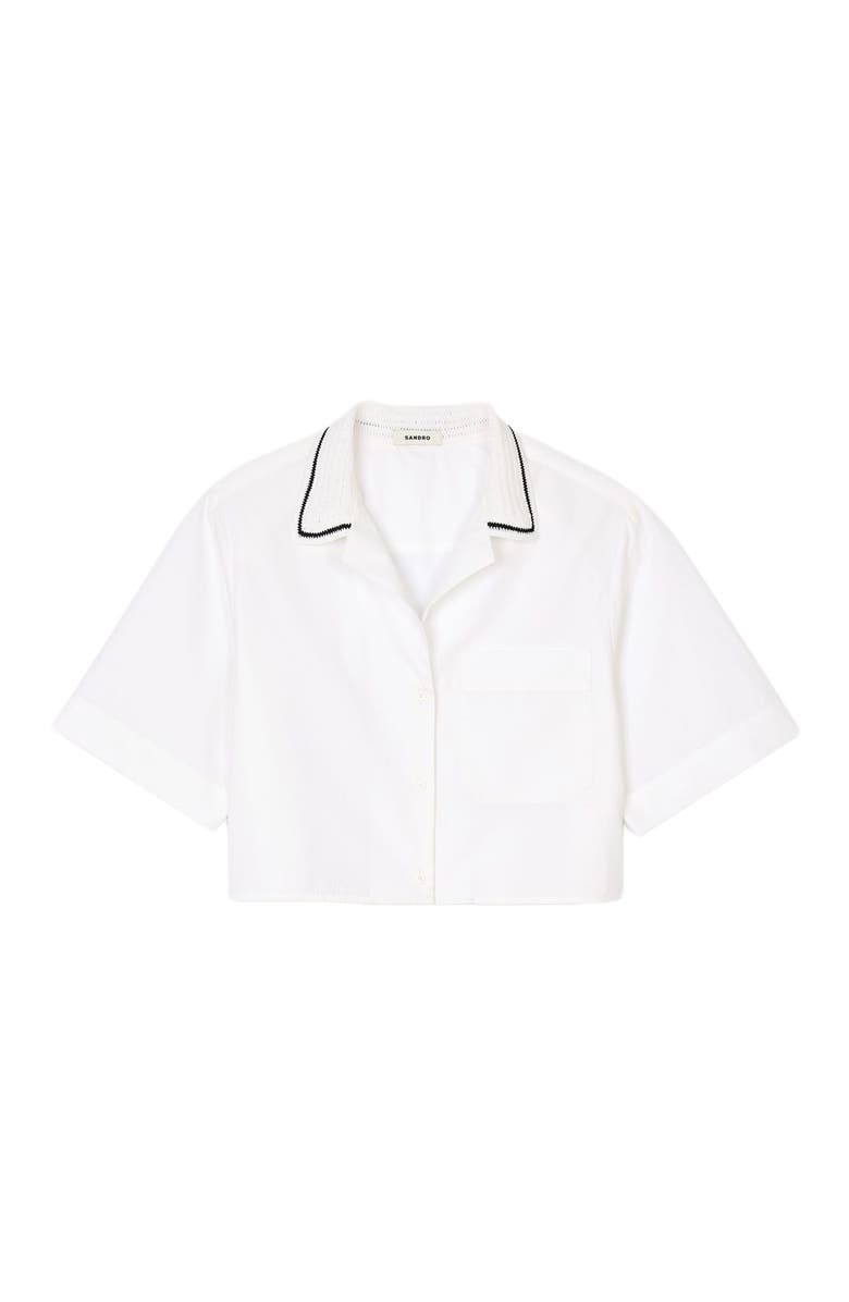 SANDRO Crochet collar shirt, Alternate, color, White