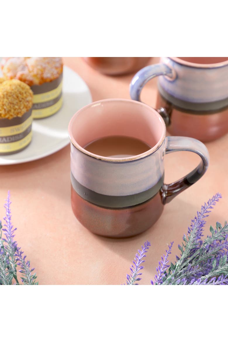 Copper Tonal 4 Piece 18 Ounce Stoneware Cup Set, Alternate, color, Purple