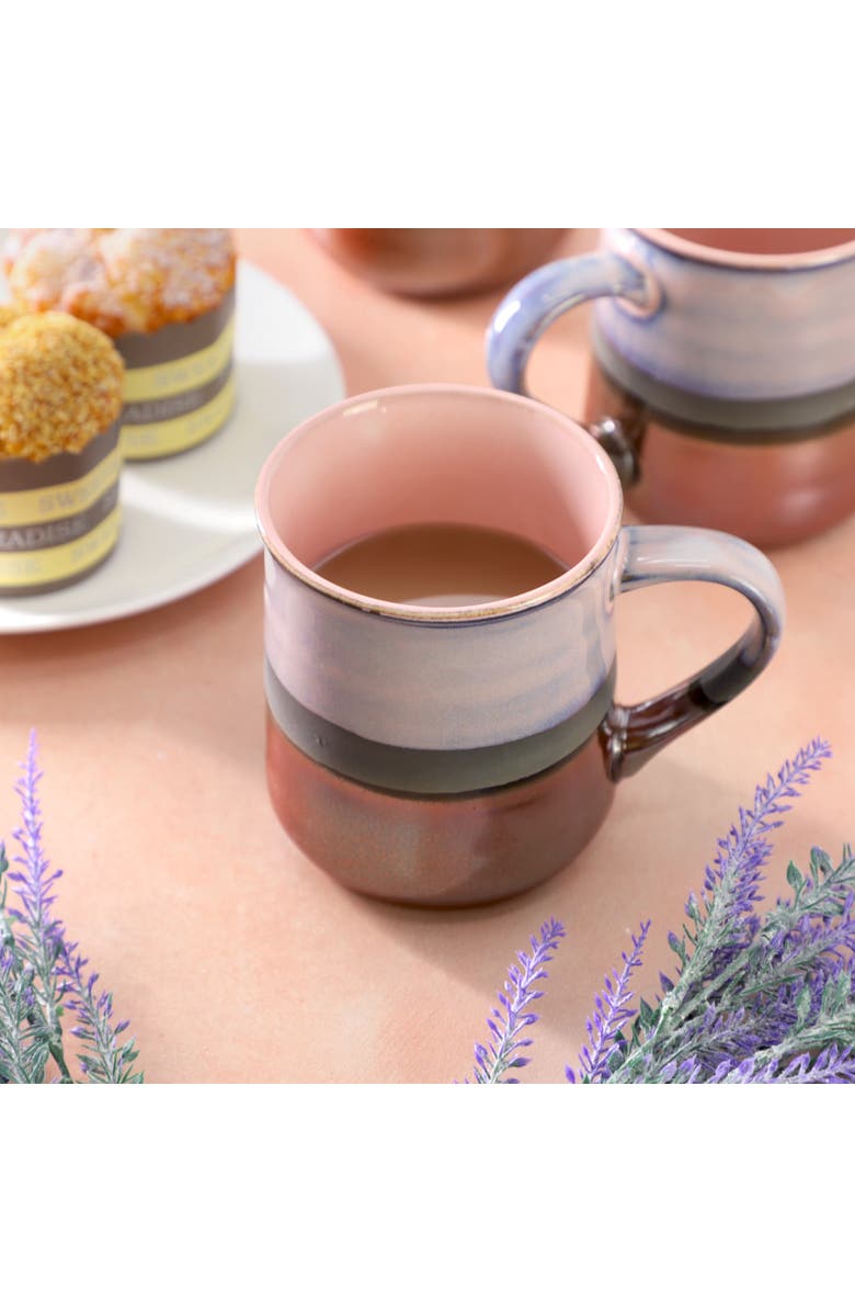 Gibson Home Copper Tonal 4 Piece 18 Ounce Stoneware Cup Set, Alternate, color, Purple