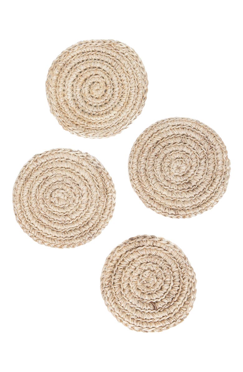 Tallo de Olivo Fique Spiral Coasters Set of 4, Alternate, color, Natural